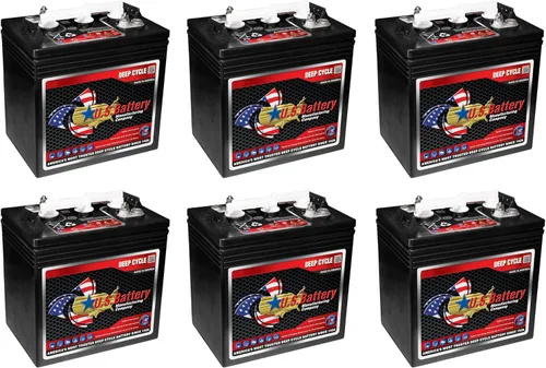 Juego de 6 | Batería US US1800XC2 de 6 voltios 208Ah de ciclo profundo para carritos de golf, energía solar, marina, vehículos recreativos y uso