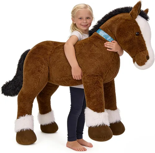 Miniatura 14 de MaoGoLan Peluche de caballo grande para niño, juguete de peluche de caballo grande para niña y niño, poni hinchable para niños, almohada de peluche
