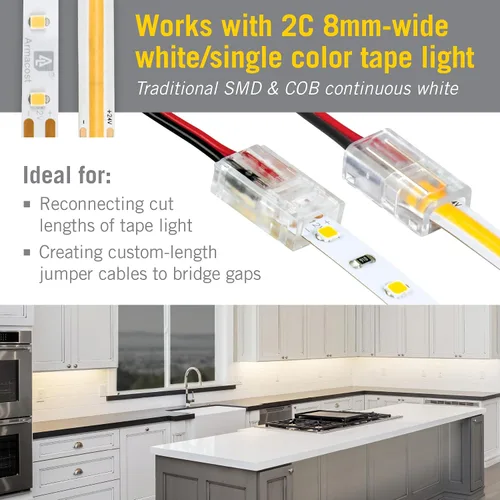 Miniatura 2 de Armacost Lighting 566021 Conector de cable a cinta LED blanco/de un solo color, paquete de 18