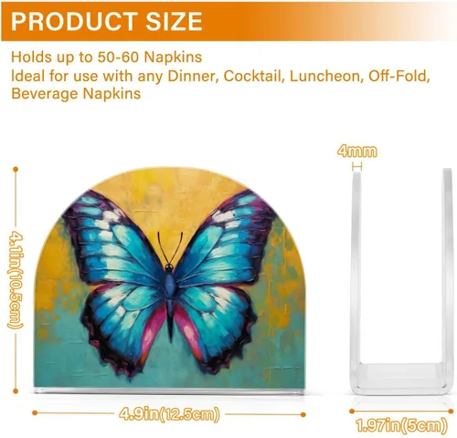 Miniatura 3 de Napkin Holder Butterfly Painting Napkin Holders for Tables, Clear Acrylic Napkin Holders Cocktail Napkin Holder for Kitchen Restaurant Bar Home Decor