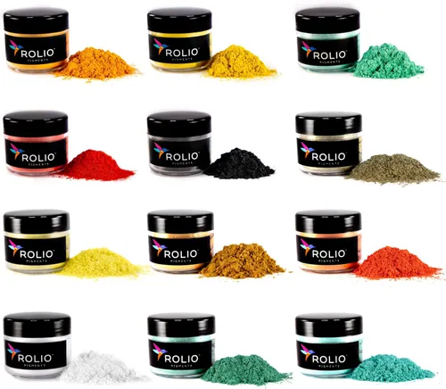 Miniatura 16 de Rolio Pigmento de color nacarado en polvo de mica, juego de arte para resina epoxi, para fabricación de jabón, esmalte de uñas, juego de brillo