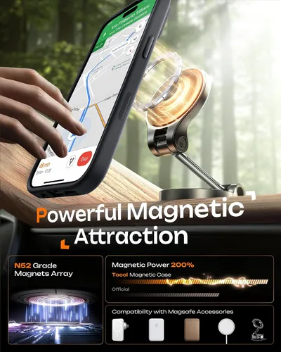 Miniatura 680 de TOCOL Funda para iPhone 11, compatible con Magsafe, protección completa de cámara, imanes integrados, protección contra caídas, funda translúcida