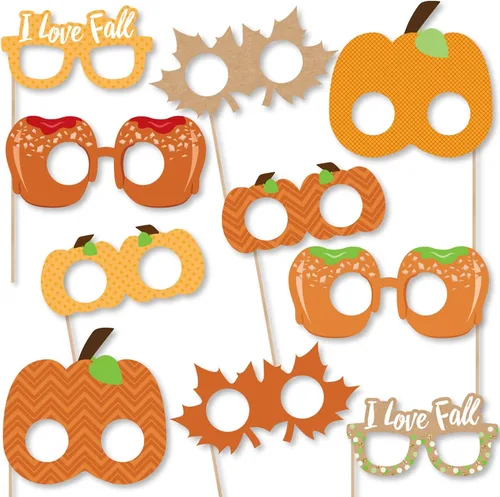 Miniatura 6 de Big Dot of Happiness Parche de calabaza de 10 piezas, accesorios de fotografía con temática de calabaza, decoraciones de fiesta de otoño