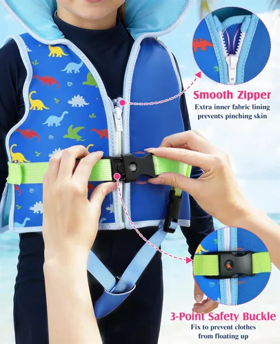 Miniatura 4 de HeySplash Chaleco de natación para niños pequeños, flotadores para niños de 22 a 44 libras/22 a 55 libras, chaqueta de natación para niños
