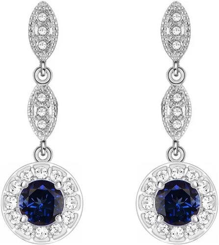 Crystalline Azuria Aretes colgantes con cristales redondos de circonita chapada en oro blanco de 18 quilates para mujer