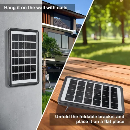Miniatura 3 de Kit de cargador de batería solar potable o Fiexd de 5 V 3 W con batería recargable de 2400 mAh (luz LED de 3 W, USB calbe) Multifunciones f