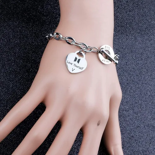 Miniatura 4 de G-Ahora Kpop BT Bangtan Boys Bracelet to Love Yourself Army Never Mind Charm Bracelet Inspirational Gift BT Lover Fans Jewelry Gift for BT Fans Girl