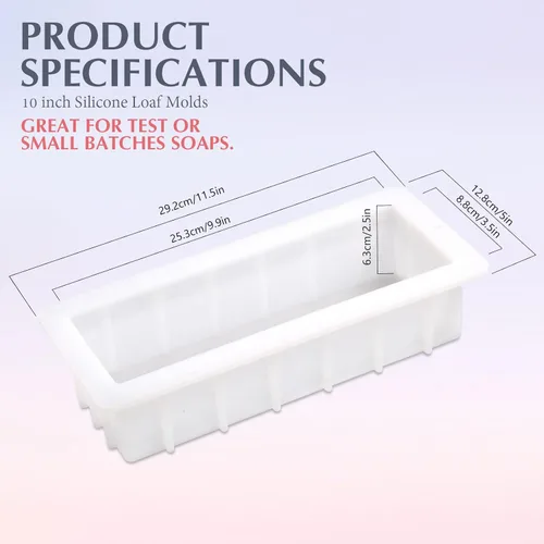Miniatura 3 de Nicole - Molde de silicona para pan de 10 pulgadas, flexible, rectangular, para jabón B0260