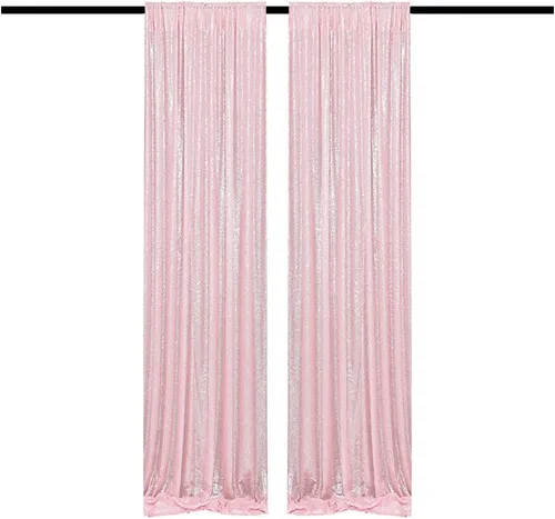 Miniatura 33 de Cortinas de fondo de lentejuelas negras con purpurina de 2 x 8 pies, 4 paneles para decoración de bodas, fiestas de cumpleaños, despedidas de Negro