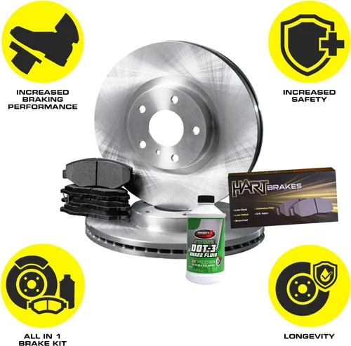 Miniatura 4 de Hart Brakes Kit de frenos y rotores traseros delanteros Pastillas de freno delanteras y traseras Rotores y pastillas de freno Pastillas