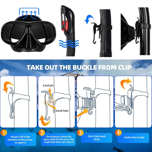 Miniatura 6 de Snorkeling Gear for Adults Youth, Nearsighted Anti-Fog Diving Mask & Silicone Dry Snorkel for Scuba Diving Spearfishing Freediving
