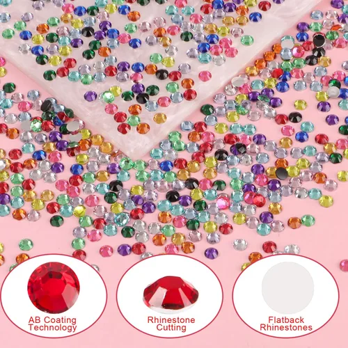 Miniatura 3 de 15000 diamantes de imitación con parte trasera plana para manualidades, cristales de colores mixtos de 0.118 pulgadas, gemas de resina con purpurina