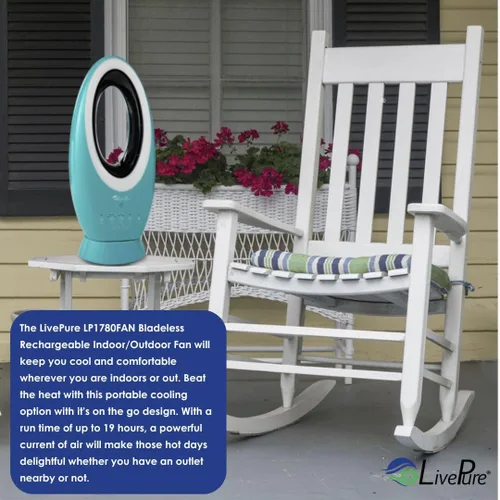 Miniatura 9 de LivePure Ventilador recargable para interiores y exteriores, verde azulado