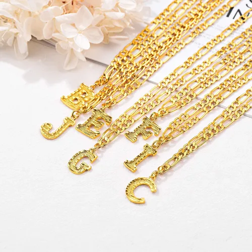 Miniatura 8 de FOCALOOK Collares de letra inicial de oro para hombres, adolescentes y niños, chapado en oro de 18 quilates, cadena de letra inicial A-Z, 16 pulgadas