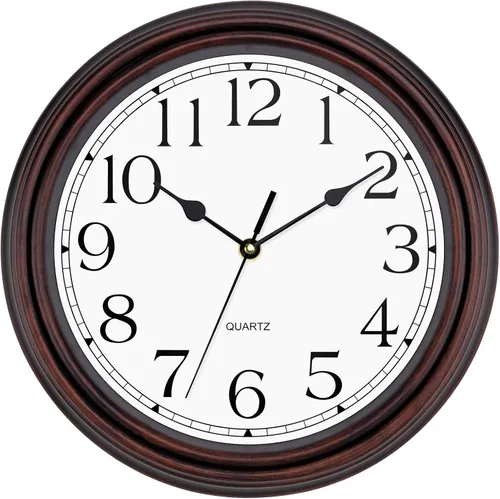 Miniatura 22 de Foxtop Reloj clásico redondo retro silencioso de 12 pulgadas, de cuarzo, decorativo, funciona con pilas, para sala de estar, cocina, oficina en casa