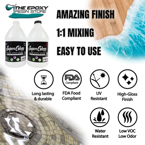 Miniatura 3 de The Epoxy Resin Store SG-1 - Vidrio superbrillante resistente a los rayos UV y a la humedad, como resina epoxi no tóxica para encimeras de bar