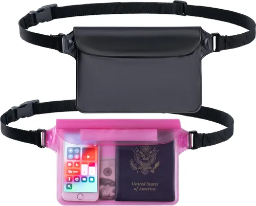 Miniatura 13 de CADONO Paquete de 2 fundas impermeables con correa ajustable para la cintura Bolsa seca sensible al tacto en pantalla, mantiene tu teléfono