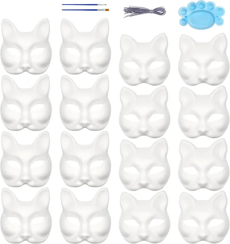 Miniatura 11 de Qavctw DIY White Masks Paper Cosplay Christmas Party Mask Unpainted Plain Craft Masquerade Masks