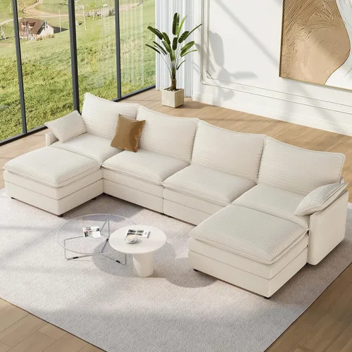 Miniatura 95 de Vesgantti 2 Piece Loveseat & 3 Seater Sofa Set, Modular Cloud Couch, Beige