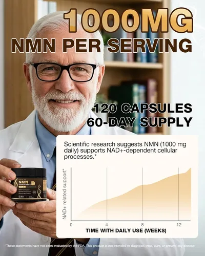 Miniatura 5 de Suplemento NMN 4 en 1 liposomal NMN 1000mg con resveratrol, TMG y quercetina, apoya la energía celular y el nivel de NAD+, alternativa NMNH