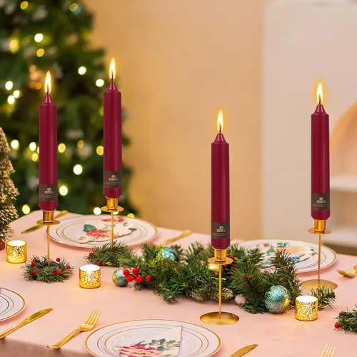 Miniatura 42 de Velas en espiral de Navidad, velas cónicas doradas, 10 pulgadas, sin perfume, para regalo de invierno, vacaciones, Navidad, decoración del hogar
