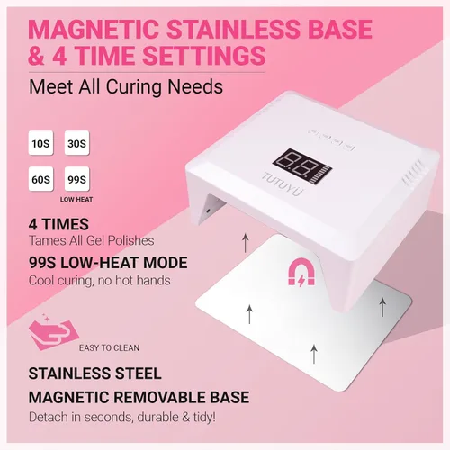 Miniatura 4 de Lámpara de uñas LED UV de 72 W, secador de uñas de diseño compacto para esmalte de gel con 4 temporizadores, sensor automático, longitud de onda