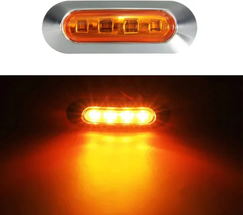 Miniatura 3 de ALFU 10 luces LED ámbar DC12V-24V 4 LED indicadoras de marcador lateral lámpara delantera trasera luz interior con bisel cromado universal