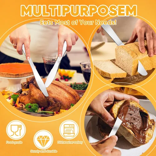 Miniatura 5 de 150 cuchillos de cena, cuchillo de mantequilla a granel de 8.3 pulgadas, cuchillos de acero inoxidable, cubiertos para mesa, hogar, restaurante