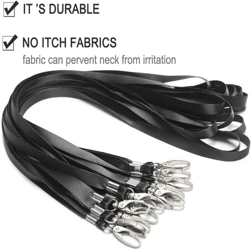 Miniatura 4 de 50 cordones negros para insignias de identificación, cordón de nailon a granel, gancho giratorio para insignias de identificación de oficina