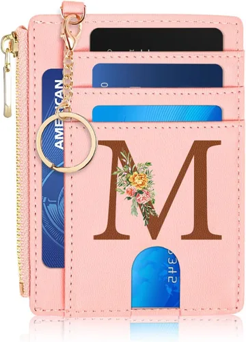 Miniatura 12 de Tarjetero para mujer minimalista y delgado con bolsillo frontal, bloqueo RFID, cartera compacta con ventana para identificación y bolsillo