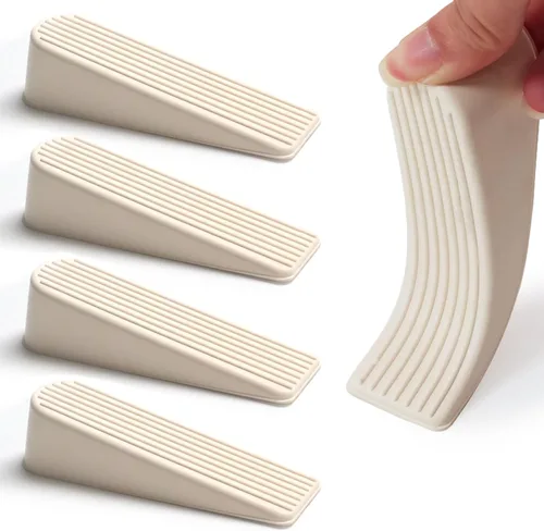 Tope de puerta para puerta, cuña, antiarañazos, pequeño, color blanco, paquete de 4