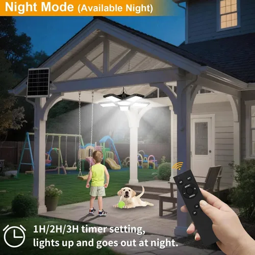 Miniatura 5 de AEQ Luz solar disponible todo el día, 267 luces solares LED para exteriores e interiores con sensor de movimiento, control remoto, temporizador