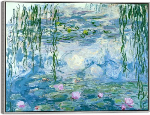 Miniatura 16 de Wieco Art Lienzo enmarcado para pared, impresión de nenúfares de Claude Monet, pinturas de reproducción, lienzo moderno, arte de pared