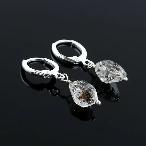 Miniatura 34 de Aretes de aro de cristal afganita natural Piedras afganas de alto grado Aretes chapados en plata Gota lisa Joyas de piedras preciosas hechas