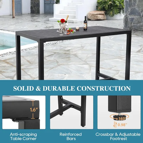 Miniatura 4 de Mesa de Bar para Exteriores, Mesas de Consola de Patio Tipo Pub con Marco de Acero con Recubrimiento en Polvo, Superficie Resistente a la Intemperie