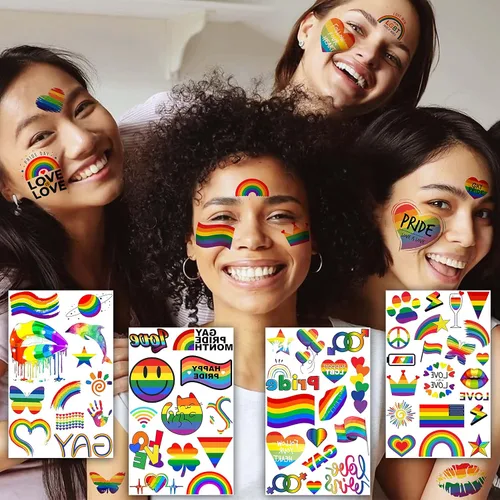 Miniatura 6 de Más de 132 tatuajes temporales de orgullo gay LGBT para mujeres, hombres y adultos, tatuajes temporales de arco iris temporales, calcomanías