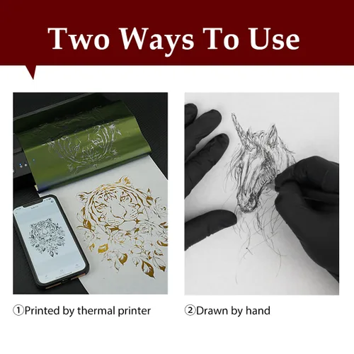 Miniatura 6 de Magic Creator - 20 piezas de papel de transferencia de tatuajes, plantillas de tatuaje de 4 capas, papel térmico Ultra HD, papel de transferencia