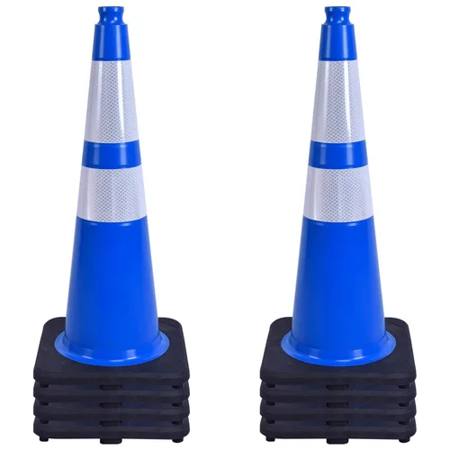 Miniatura 41 de OrangeStar Conos de Tráfico de 36" Paquete de 6 Conos de Seguridad Azules con Collares Reflectantes, Base de Servicio Pesado para Construcción