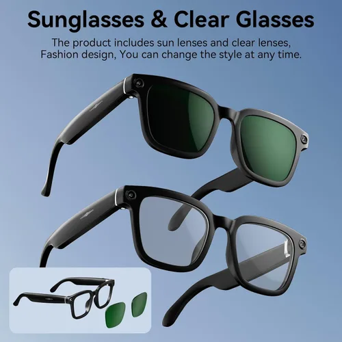 Miniatura 11 de Lentes inteligentes AI con cámara, gafas de grabación de video 1080P, gafas de cámara de 8 MP, traducción en tiempo real, asistente de voz AI