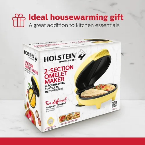 Miniatura 9 de Holstein Housewares - Máquina para hacer tortillas y frittatas de acero inoxidable de 2 secciones, revestimiento antiadherente, fácil de limpiar