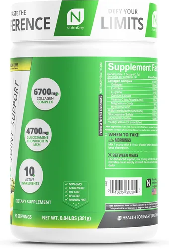 Miniatura 7 de NutraKey Innoflex Glucosamina con Condroitina, Msm, Ácido Hialurónico y Colágeno, 1500mg