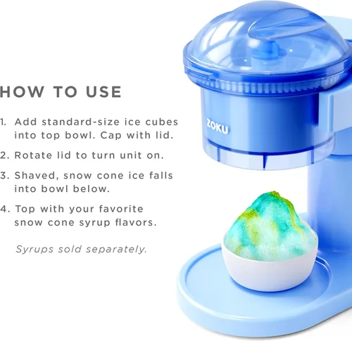 Miniatura 3 de ZOKU Máquina de cono de nieve, máquina de hielo afeitado fácil de usar con cuchillas de acero inoxidable para golosinas congeladas caseras, perfecta