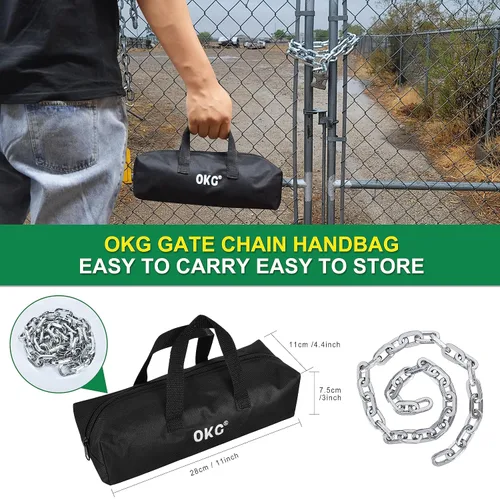 Miniatura 5 de OKG Cadena de seguridad resistente, cadena de puerta exterior de 3.9 pies x 5/16 pulgadas de grosor, cadena a prueba de cortes hecha de cadena