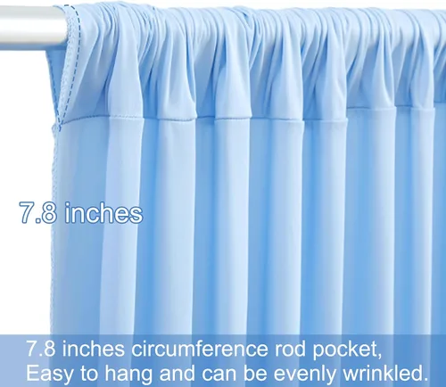 Miniatura 7 de 20 pies x 12 pies Cortinas de Telón de Fondo Azul Bebé Sin Arrugas para Bodas y Fiestas, Telón de Fondo de Tela Azul, Cortinas para Bodas