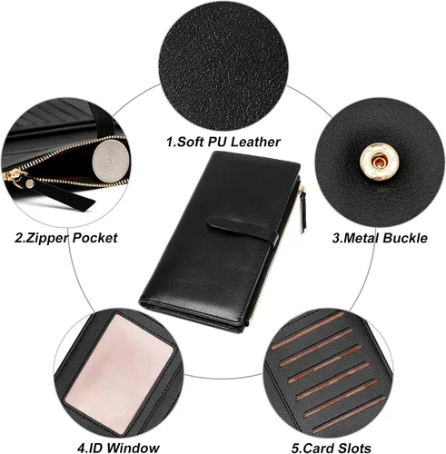 Miniatura 32 de Billeteras delgadas para mujer, tarjetero RFID plegable con bolsillo con cremallera, Mandala azul, Delgado