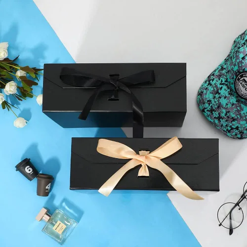 Miniatura 2 de Caja de regalo negra grande de 13 x 11 x 5.3 pulgadas, caja negra con cinta con tapa cierre magnético, caja de regalo de Navidad, cajas de regalo