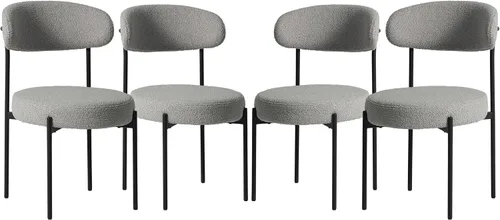 Miniatura 17 de WestinTrends Alexandria Mid-Century - Sillas de comedor redondas tapizadas de sherpa (juego de 2), color gris carbón