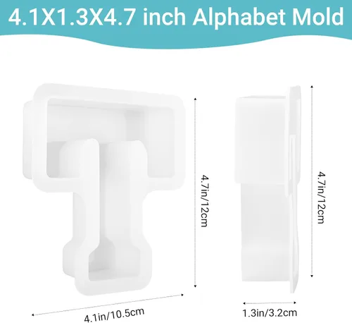 Miniatura 2 de Gartful Moldes de letras de resina para fundición, moldes de silicona de resina del alfabeto mayúscula T para epoxi, moldes de silicona 3D gruesos