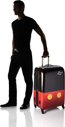 Miniatura 8 de American Tourister Maleta rígida con ruedas giratorias de Disney, Pantalones de Mickey Mouse color negro, rojo, Disney Hardside Equipaje con ruedas