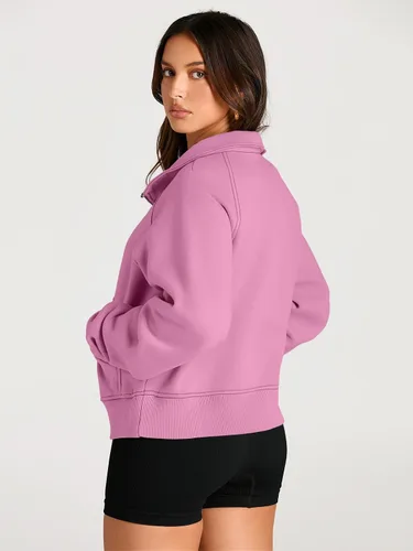 Miniatura 5 de AUTOMET Womens Sweatshirts Half Zip Cropped Pullover Fleece Quarter Zipper Hoodies Fall outfits Clothes Thumb Hole
